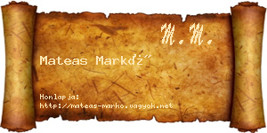 Mateas Markó névjegykártya